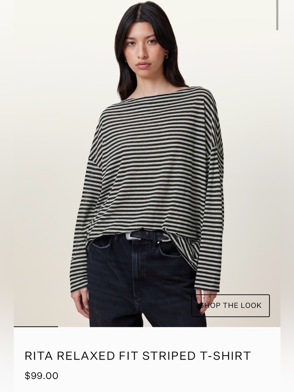 All Saints Rita Oversized Striped Long Sleeve Top